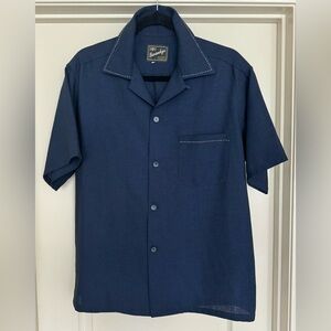 Swankys Vintage 50s Style Stitched Detail Loop Collar Rockabilly Shirt VTG VLV